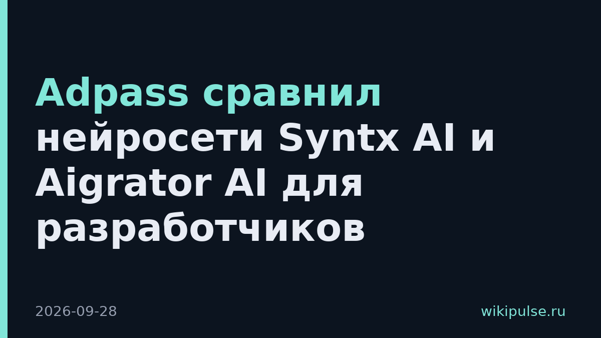Adpass сравнил нейросети Syntx AI и Aigrator AI для разработчиков