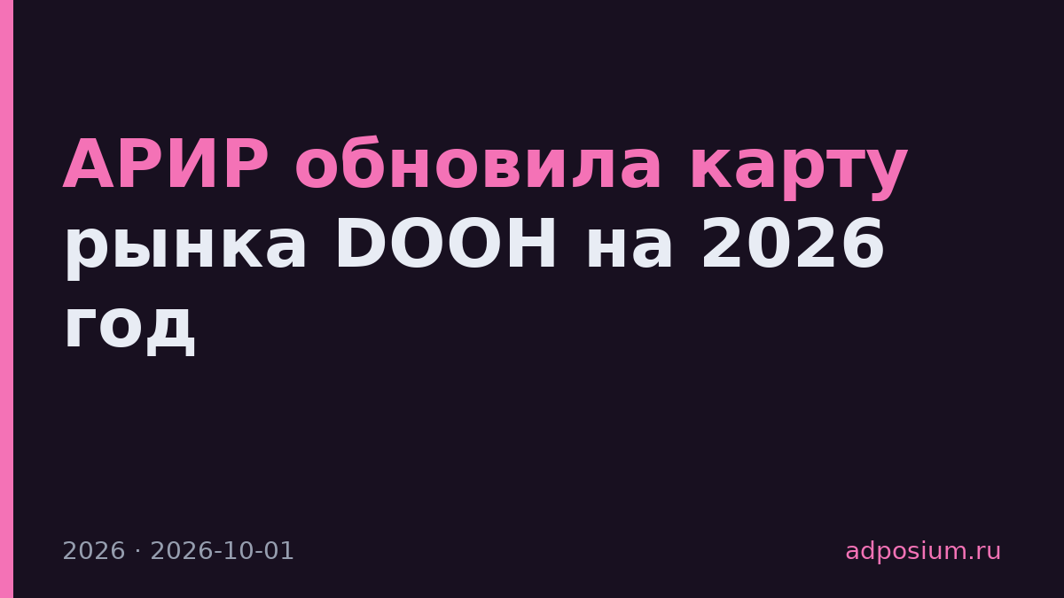 АРИР обновила карту рынка DOOH на 2026 год
