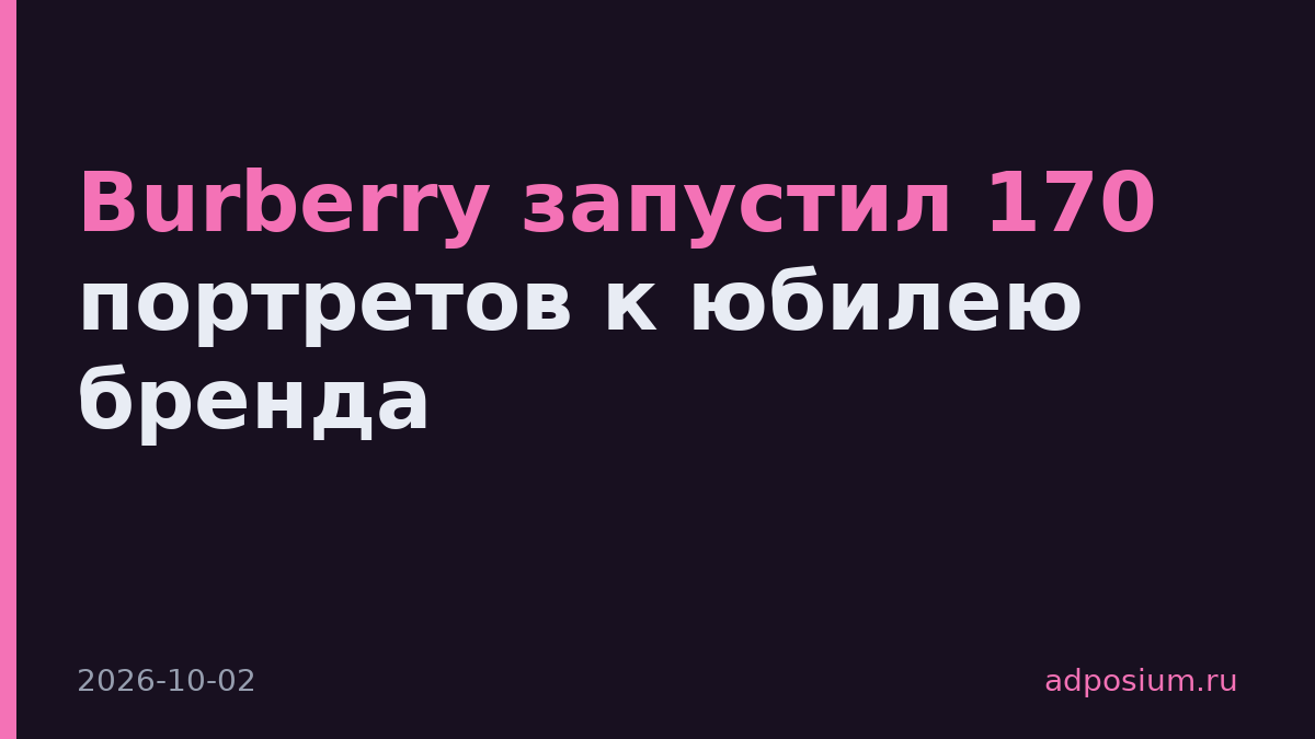 Burberry запустил 170 портретов к юбилею бренда