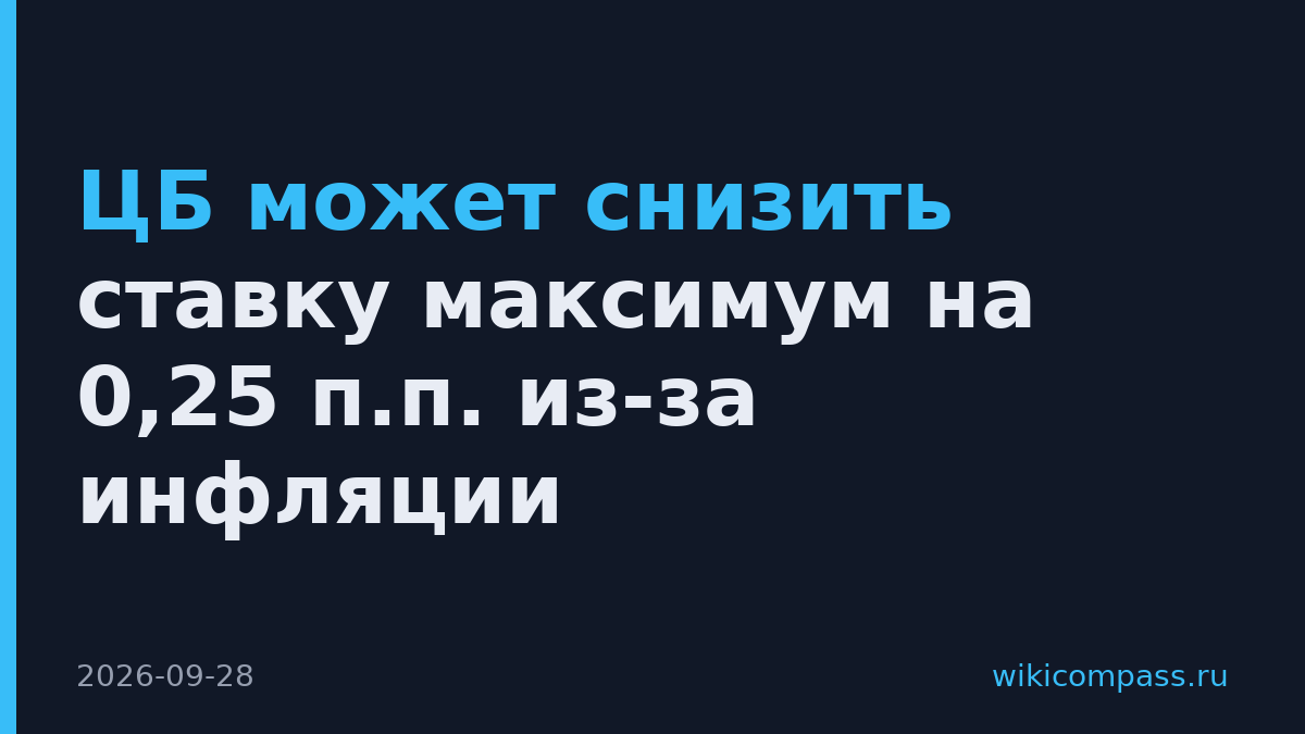 ЦБ может снизить ставку максимум на 0,25 п.п. из-за инфляции