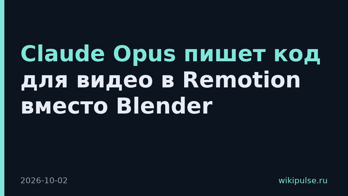 Claude Opus пишет код для видео в Remotion вместо Blender