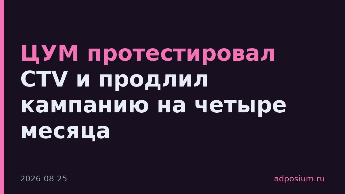 ЦУМ протестировал CTV и продлил кампанию на четыре месяца