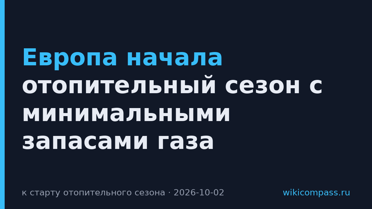 Европа начала отопительный сезон с минимальными запасами газа