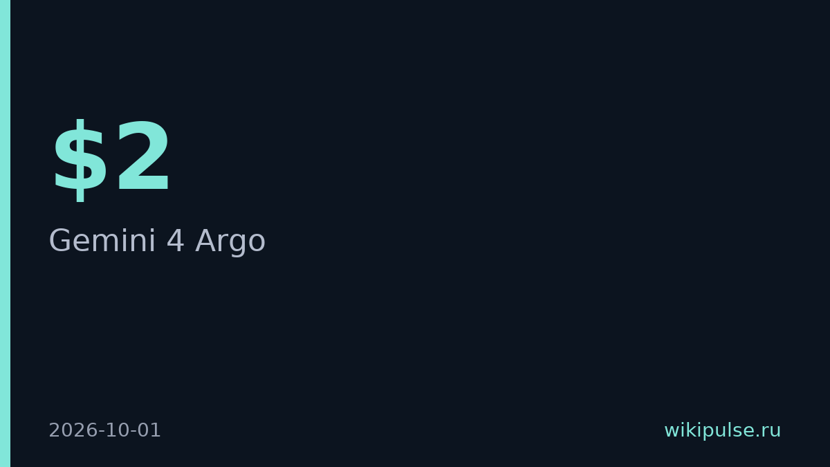 Google представил Gemini 4 Argo с ценой $2 за миллион токенов