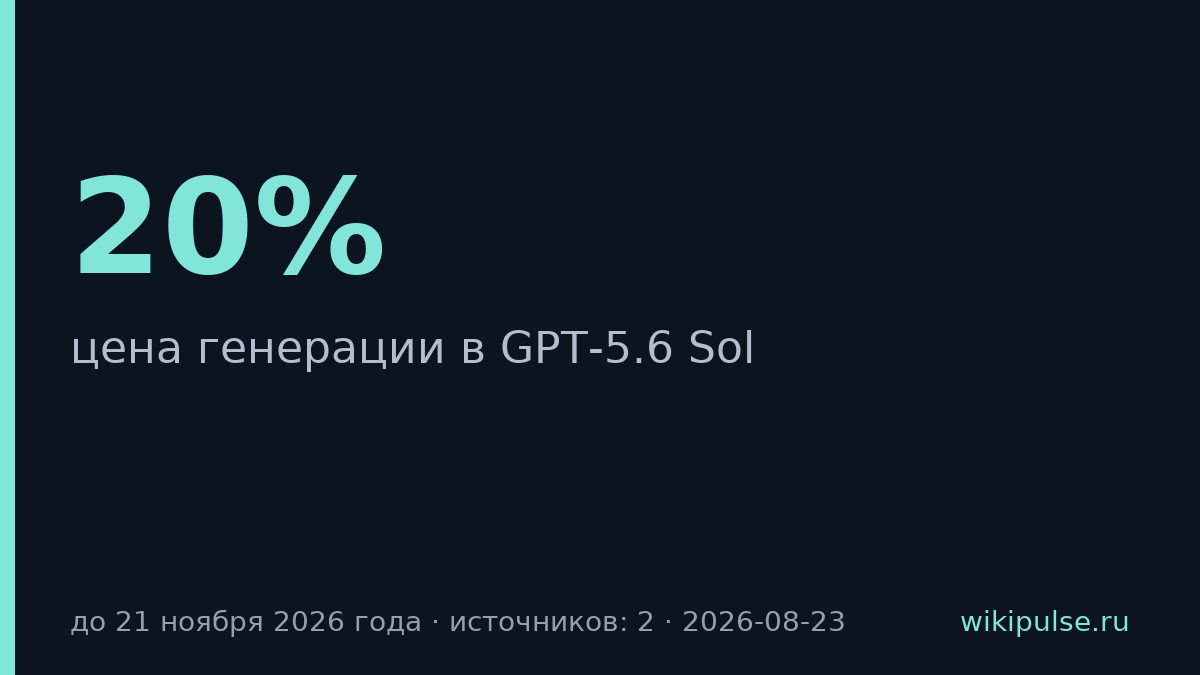 OpenAI снизила цену GPT-5.6 Sol на треть для разработчиков