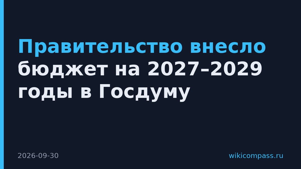 Правительство внесло бюджет на 2027–2029 годы в Госдуму