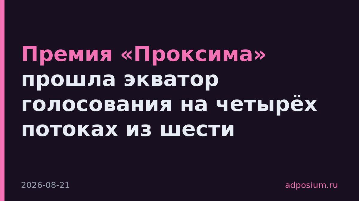 Премия «Проксима» прошла экватор голосования на четырёх потоках из шести