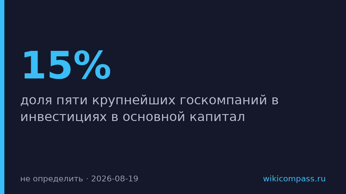 Пять крупнейших госкомпаний контролируют 15% инвестиций в основной капитал