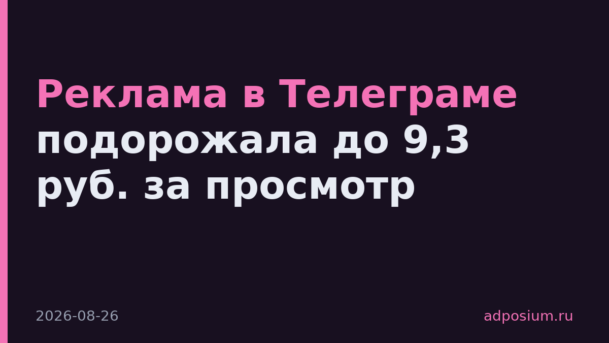 Реклама в Телеграме подорожала до 9,3 руб. за просмотр
