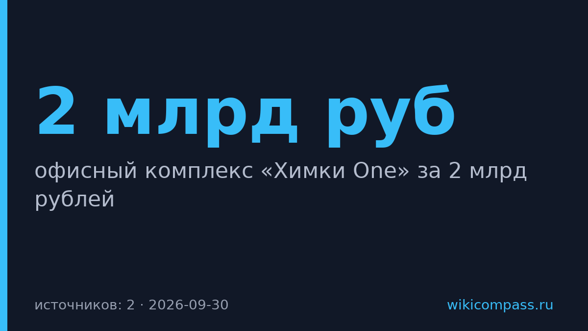 «Риотэкс» купила офисный комплекс «Химки One» за 2 млрд рублей