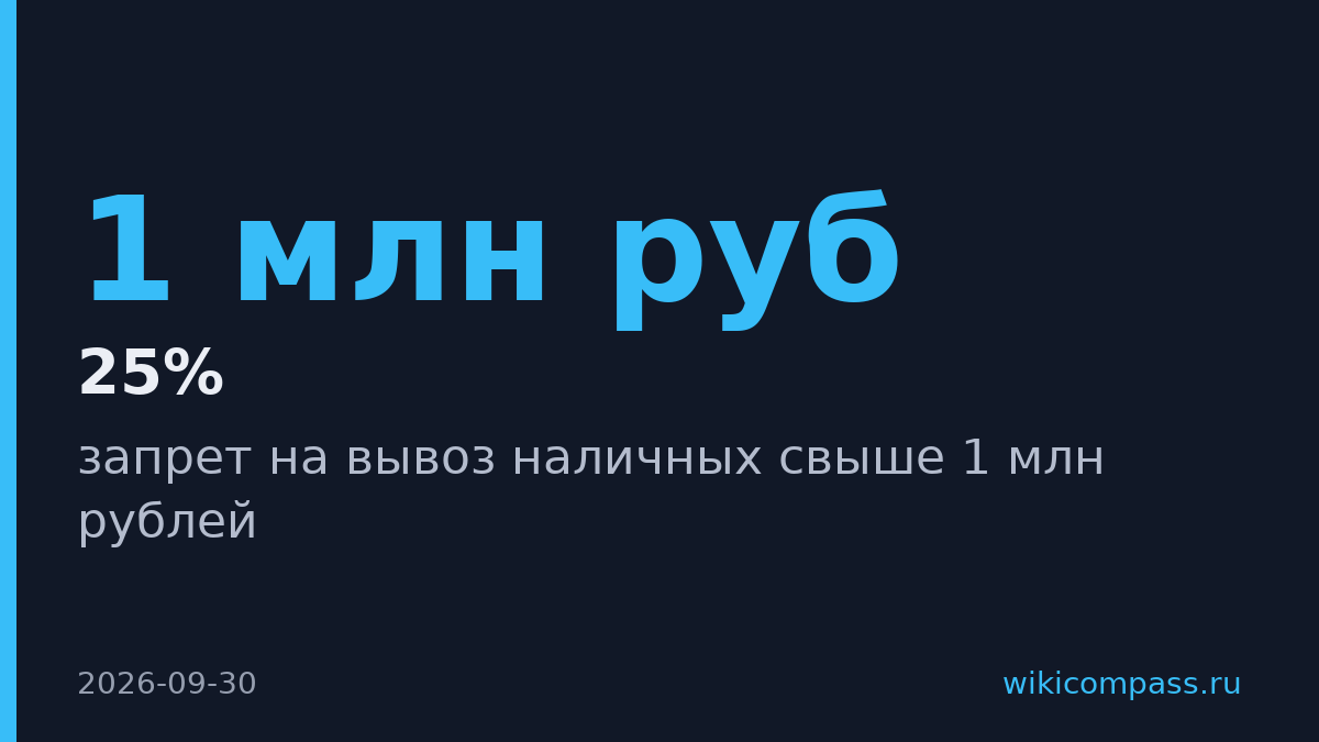 Россия запретила вывозить наличные свыше 1 млн рублей