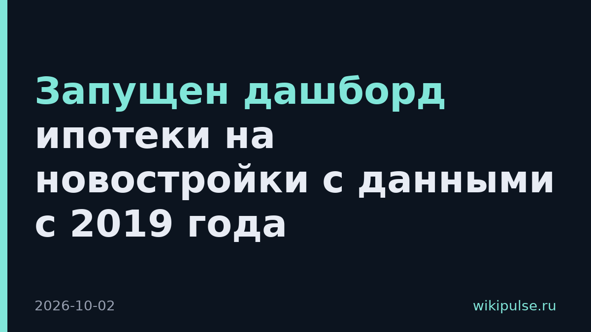 Запущен дашборд ипотеки на новостройки с данными с 2019 года
